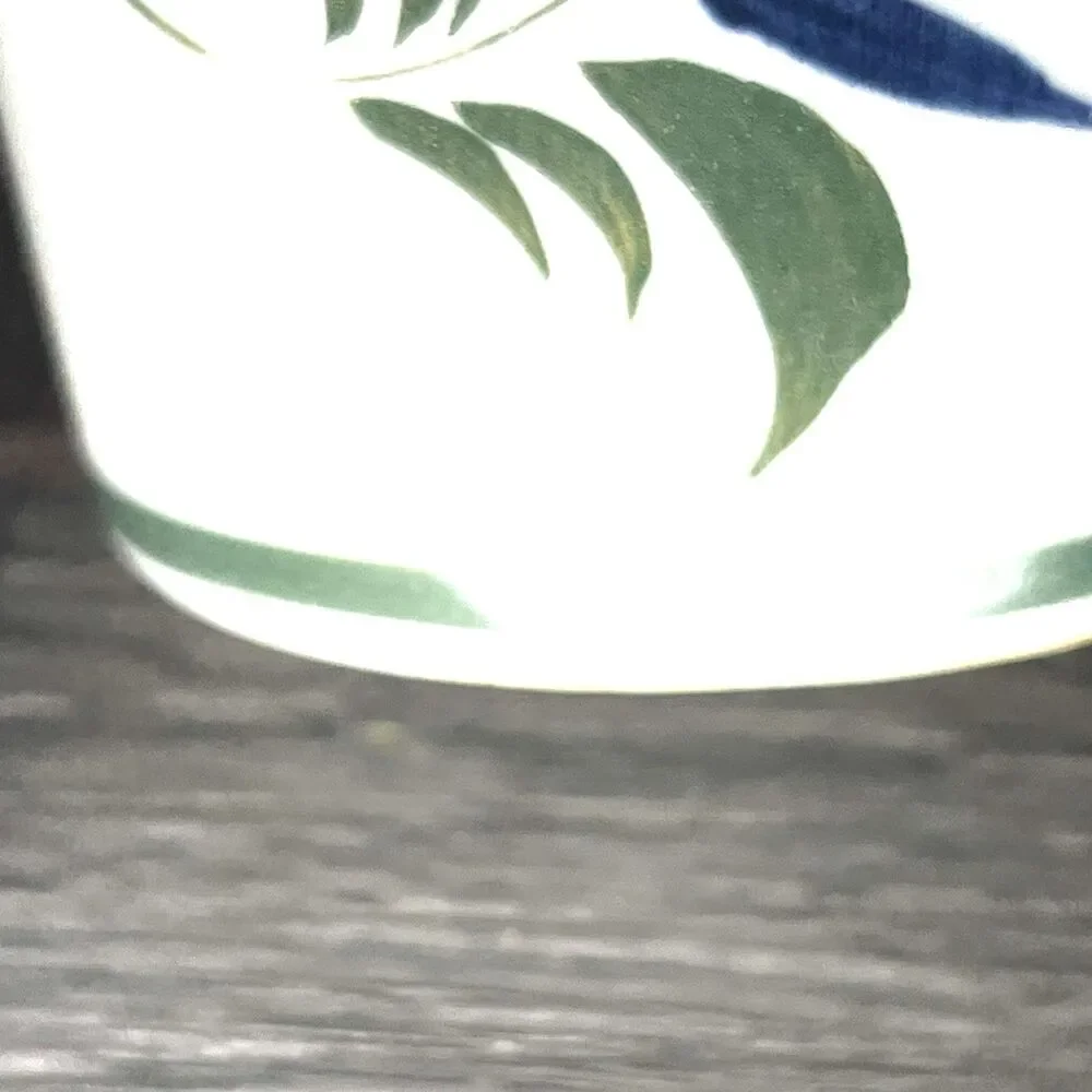 Vintage Hand Painted Small Asian Vase w/ Vibrant Blue & Green Flowers 5